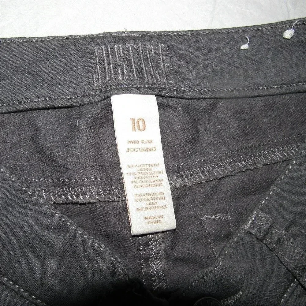 JUSTICE Mid-Rise Jegging Gray Girl's Pants Size 10